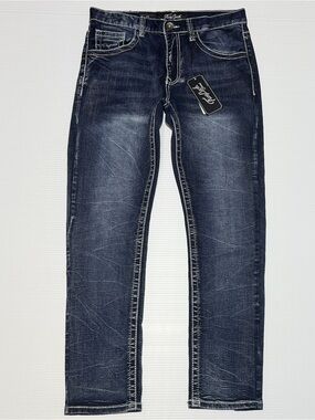 True Luck Men’s Dark Blue Washed Jeans